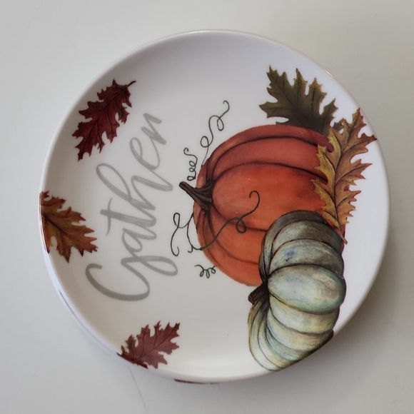 Appetizers Dessert S/4 Plates Gather melamine Harvest Orange Green - Picture 3 of 3